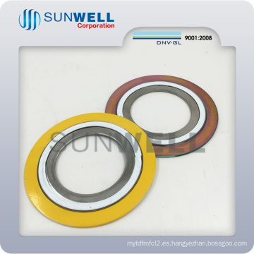 Junta hermética de la herida espiral de las ventas Ss304 316L ANSI Graphited con el anillo interno y externo